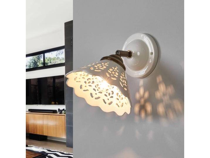 Ceramiche Wandleuchte Pizzo für Wohn & Esszimmer - Weiß - Landhaus - Keramik von lampenwelt.de