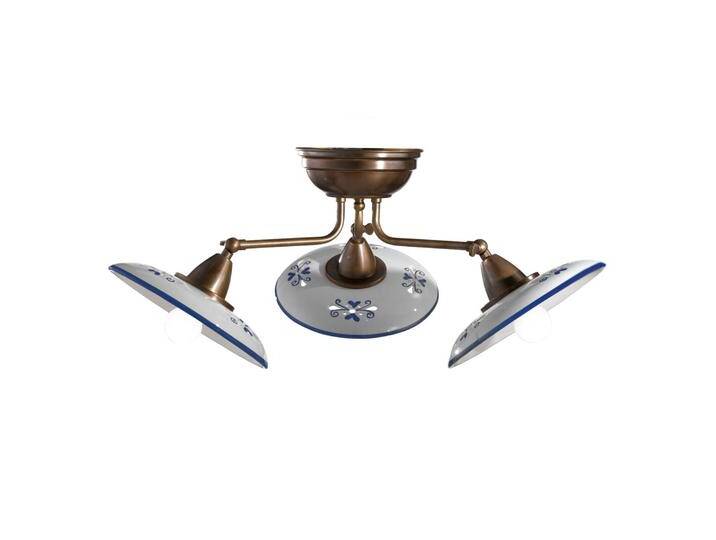 Cremasco Bassano - dreiflammige Keramik-Deckenleuchte, blau für Wohn & Esszimmer - Bronze - Landhaus - Messing von lampenwelt.de