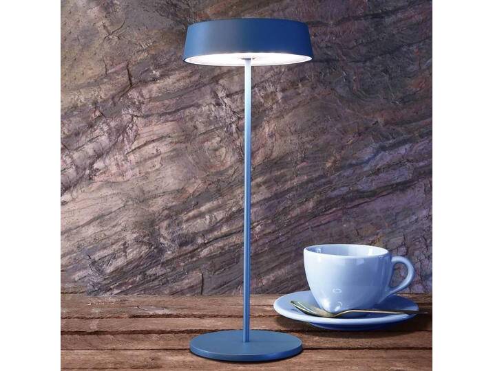 Deko-Light LED-Tischleuchte Miram mit Akku, dimmbar, blau Miram, dimmbar, blau, für Wohn- / Esszimmer, Aluminium, Modern von lampenwelt.de