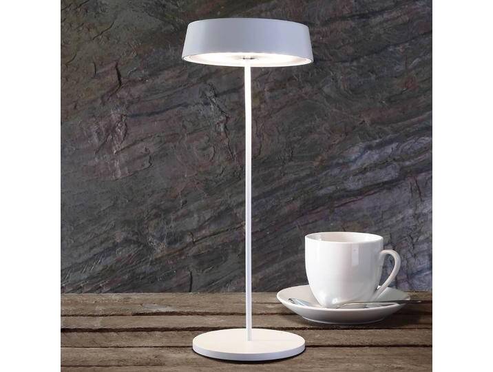Deko-Light LED-Tischleuchte Miram mit Akku, dimmbar, weiß Miram, dimmbar, weiß / opal, für Wohn- / Esszimmer, Aluminium, Modern von lampenwelt.de