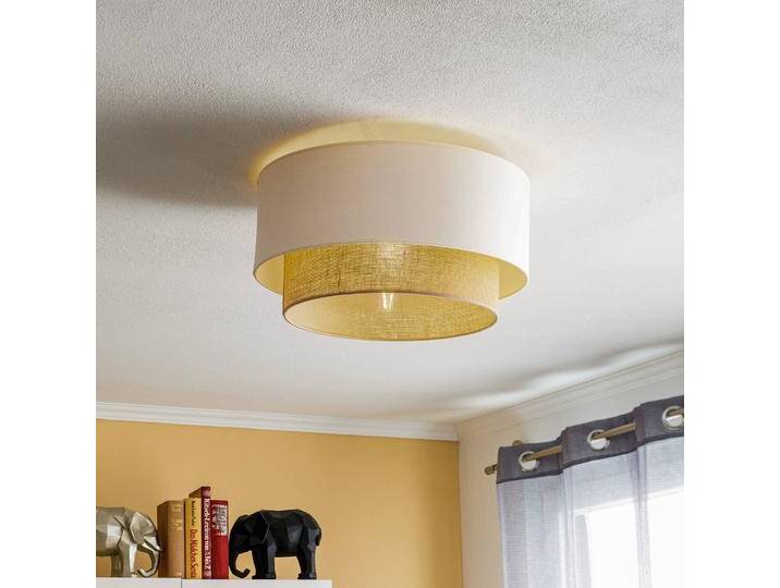 Deckenlampe Boho Duolla, dimmbar, creme / amber, für Schlafzimmer, Textil / Stoff / Seide, Deckenlampe Deckenlampe Boho Duolla, dimmbar, creme / amber, für Schlafzimmer, Textil / Stoff / Seide, Deckenlampe von lampenwelt.de