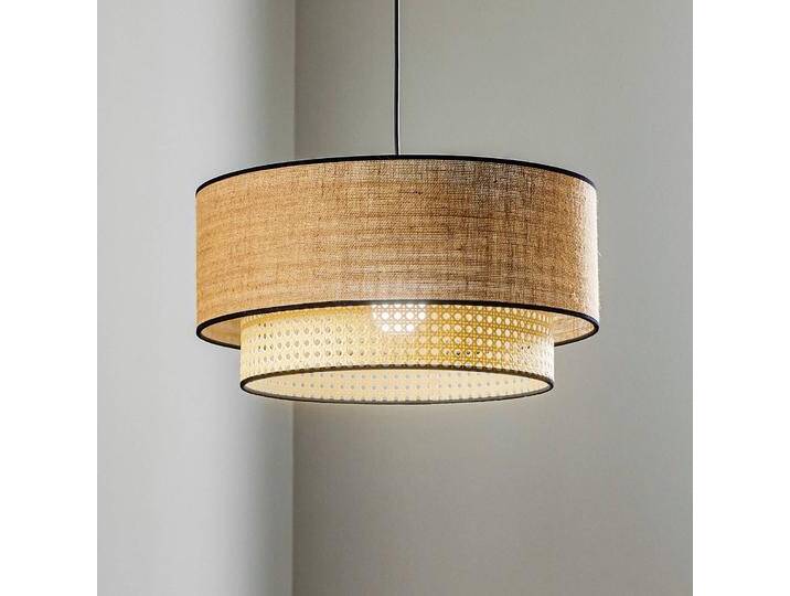 Hängelampe Boho Duolla, dimmbar, Holz hell, für Wohn- / Esszimmer, Textil / Stoff / Seide, Landhaus / Rustikal, Pendelleuchte von lampenwelt.de