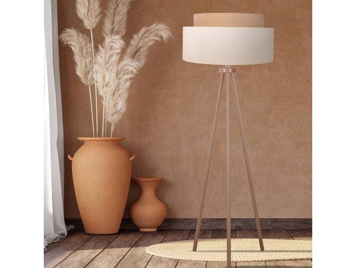 Stehlampe Boho Duolla, Holz hell, für Schlafzimmer, Holz, Stehlampe von lampenwelt.de