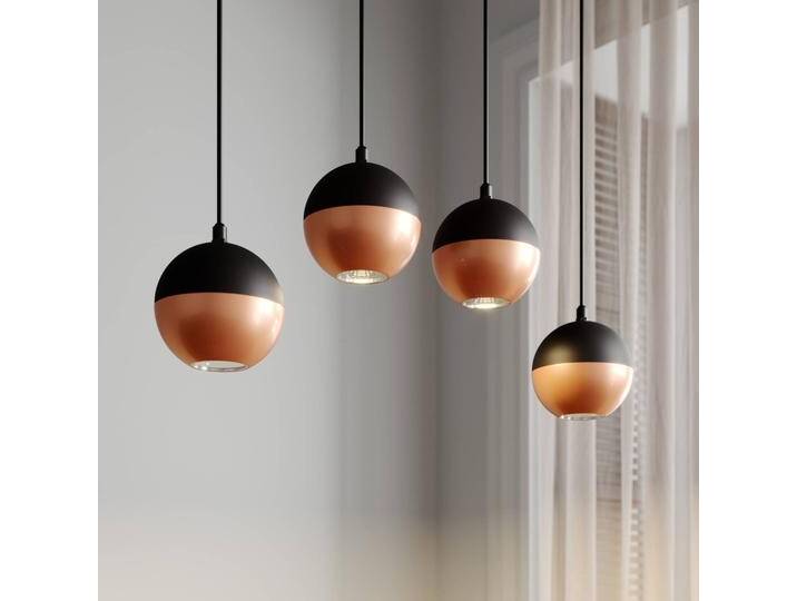 HELam Hängeleuchte Midnight in Schwarz/Kupfer 4fl. lang für Wohn & Esszimmer - Modern - Metall von lampenwelt.de