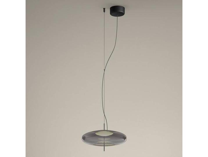 LEDS-C4 Glas Hängelampe Plat, dimmbar, alu / grau / zink, für Wohn- / Esszimmer, Glas, Pendelleuchte von lampenwelt.de