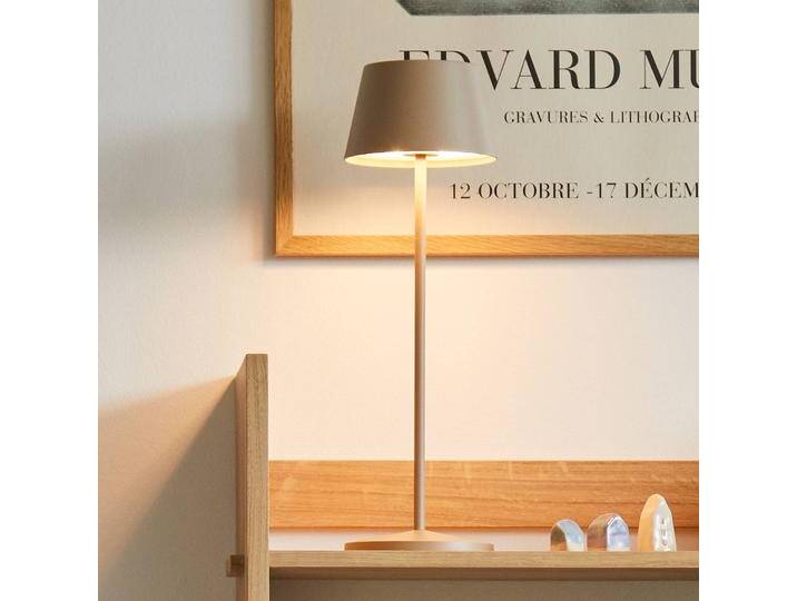 LOOM DESIGN LED-Akku-Terrassenlampe Modi grau-beige 36cm CCT Modi, dimmbar, alu / grau / zink, für Wohn- / Esszimmer, Aluminium, Modern von lampenwelt.de