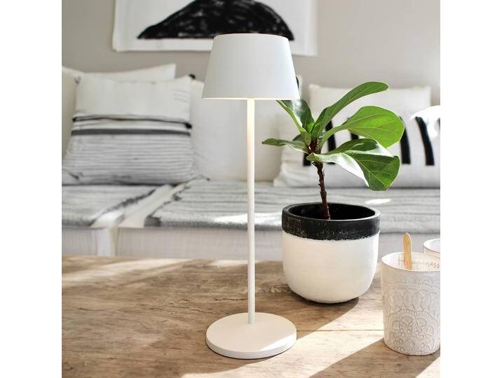 LOOM DESIGN LED-Akku-Terrassenleuchte Modi, weiß 36 cm CCT dimmbar, weiß / opal, für Wohn- / Esszimmer, Aluminium, Modern von lampenwelt.de