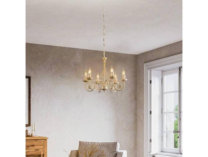 Kronleuchter Ayleen Lamkur, dimmbar, weiß / opal, für Wohn- / Esszimmer, Metall, Antik, Kronleuchter von lampenwelt.de