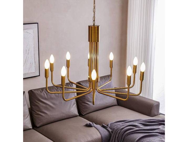 Kronleuchter Elanova Lindby, dimmbar, messing / gold, für Wohn- / Esszimmer, Metall, Antik, Kronleuchter von lampenwelt.de