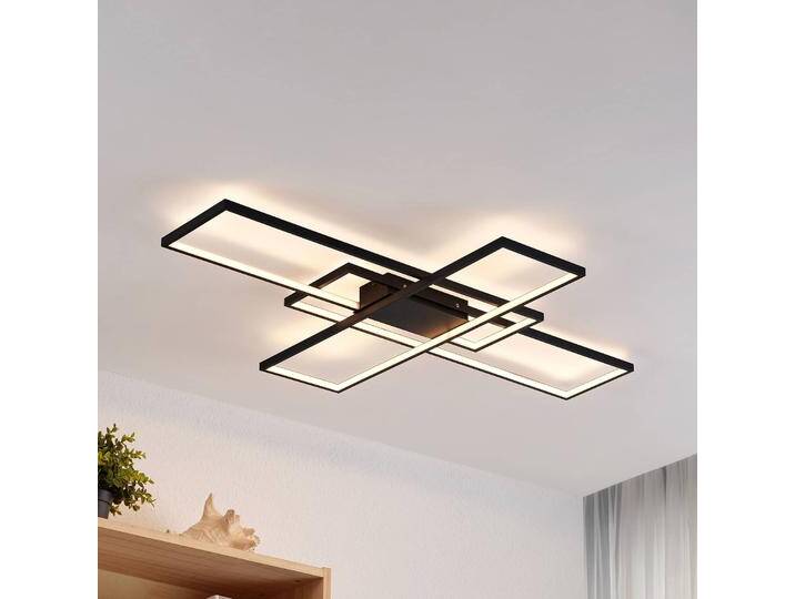 LED Deckenlampe Tetson Lindby, dimmbar, schwarz, für Wohn- / Esszimmer, Metall, Modern, LED Deckenleuchte von lampenwelt.de