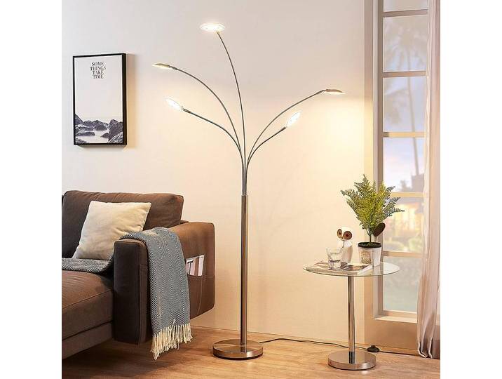 LED Stehlampe Anea Lindby, alu / grau / zink, für Wohn- / Esszimmer, Metall, Modern, LED Stehlampe von lampenwelt.de