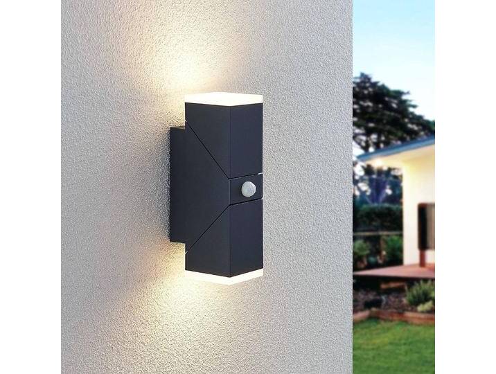 LED Aussenwandleuchte mit Bewegungsmelder Sally Lindby, schwarz, Aluminium, Modern, LED Wandleuchte außen von lampenwelt.de