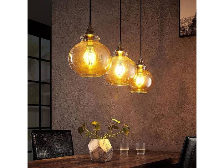 Hängelampe Tymoni Lindby, dimmbar, creme / amber, für Wohn- / Esszimmer, Glas, Vintage, Pendelleuchte Hängelampe Tymoni Lindby, dimmbar, creme / amber, für Wohn- / Esszimmer, Glas, Vintage, Pendelleuchte von lampenwelt.de