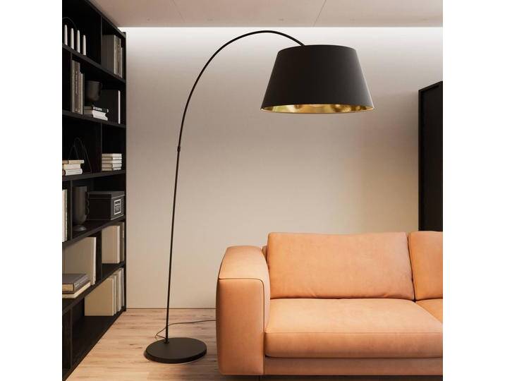 Bogenlampe Esti Lindby, schwarz, für Wohn- / Esszimmer, Textil / Stoff / Seide, Modern, Stehlampe von lampenwelt.de
