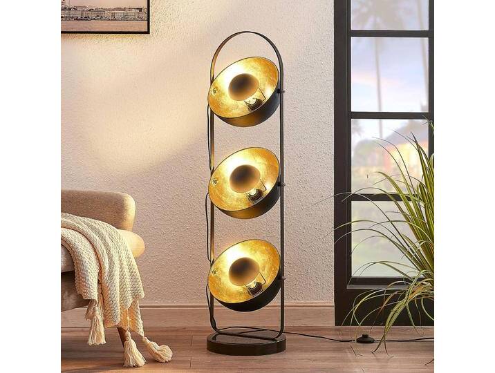 Stehlampe Muriel Lindby, schwarz, für Wohn- / Esszimmer, Metall, Modern, Stehlampe von lampenwelt.de