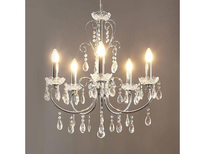 Kristall Kronleuchter Solveig Lucande, dimmbar, chrom / silber, für Wohn- / Esszimmer, Metall, Kristall Kronleuchter von lampenwelt.de