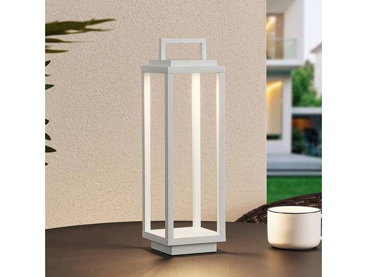 Lucande LED-Außenleuchte Mirina, weiß, Akku, Touchdimmer Mirina Lucande, dimmbar, weiß / opal, Aluminium, Modern von lampenwelt.de