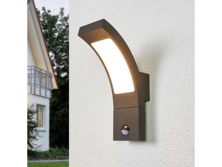 Aussenwandleuchte mit Bewegungsmelder Juvia Lucande, schwarz, Aluminium, Modern von lampenwelt.de