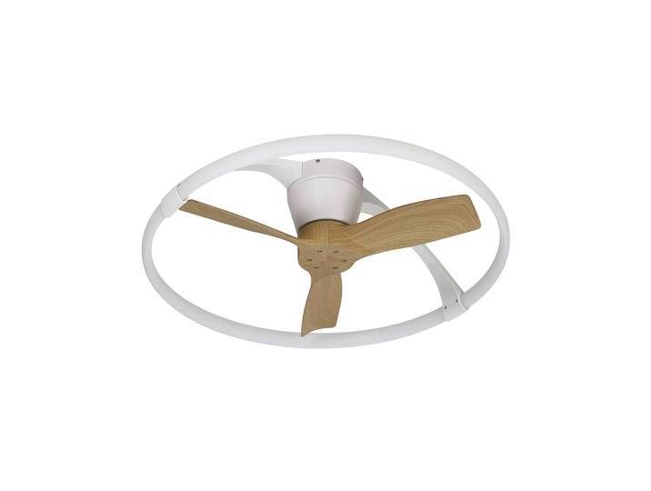 Mantra Iluminación LED-Deckenventilator Nepal Mini, App, weiß/buche dimmbar, weiß / opal, für Wohn- / Esszimmer, Metall, Modern von lampenwelt.de