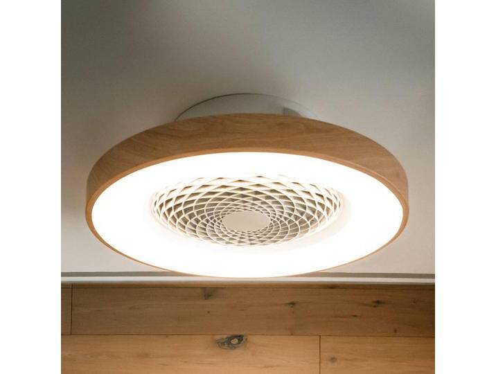 Mantra Iluminación Smart LED-Deckenventilator Tibet, holzfarben, leise, Ø 65 cm dimmbar, für Wohn- / Esszimmer, Metall, Modern von lampenwelt.de