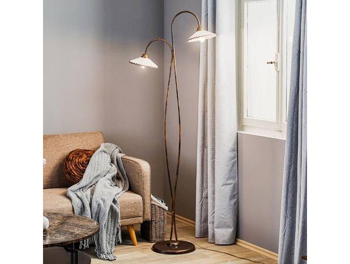 ONLI Stehleuchte Rosina mit zwei Keramikschirmen für Wohn & Esszimmer - Bronze - Landhaus ONLI Stehleuchte Rosina mit zwei Keramikschirmen für Wohn & Esszimmer - Bronze - Landhaus von lampenwelt.de