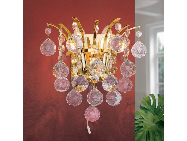 ORION Kristall Wandlampe LENNARDA, dimmbar, klar / transparent, für Wohn- / Esszimmer, Messing, Wandleuchte, Wandlampe Innen von lampenwelt.de