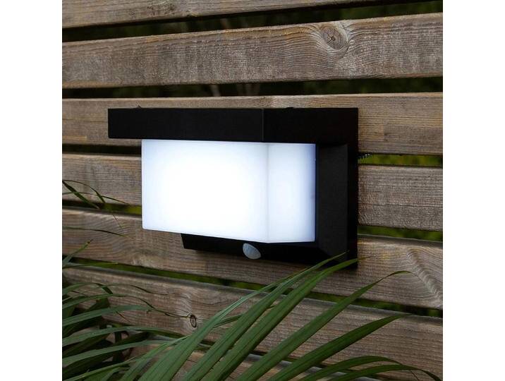 STAR TRADING LED-Solarwandleuchte Valla mit Bewegungssensor - Schwarz - Kunststoff von lampenwelt.de