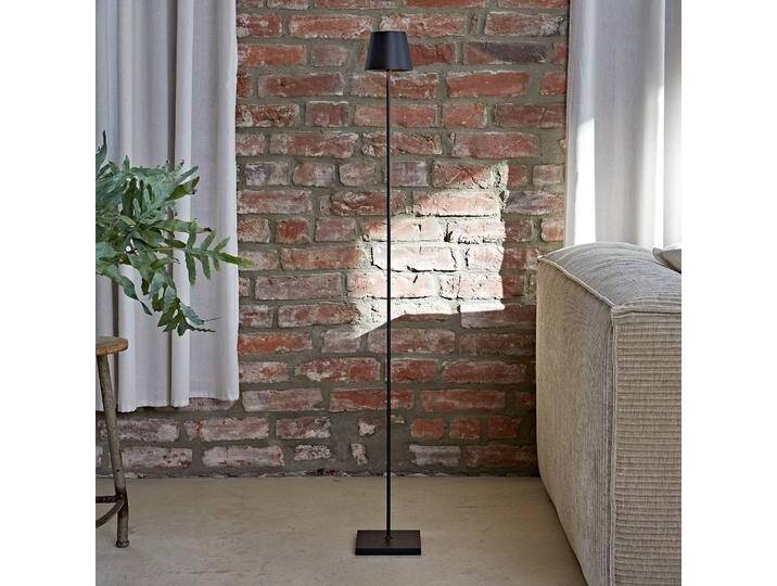 Sigor LED-Akku-Stehleuchte Nuindie IP54 120 cm rund USB-C schwarz Nuindie, dimmbar, schwarz, für Wohn- / Esszimmer, Aluminium, Modern von lampenwelt.de
