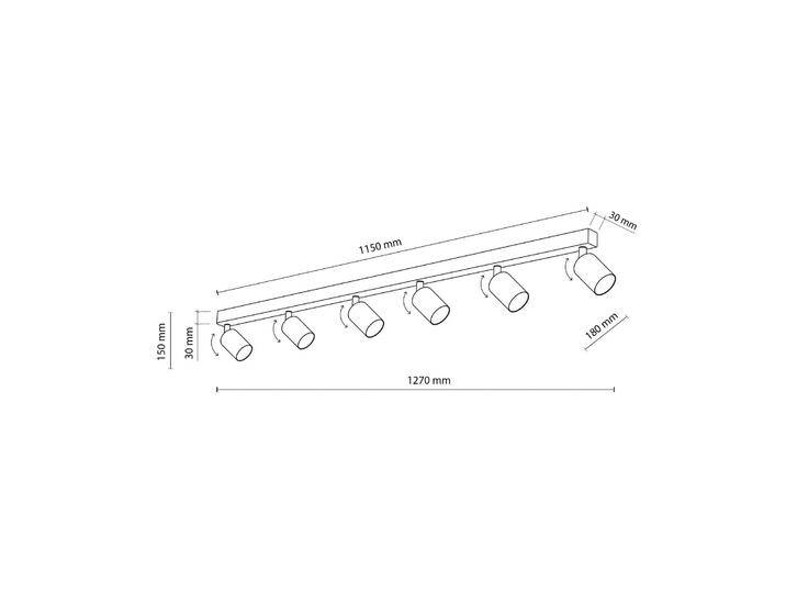 Deckenstrahler Top, schwarz, 127 cm, 6-flg., Metall, GU10 Top TK Lighting, dimmbar, schwarz, für Wohn- / Esszimmer, Metall, Modern, Strahler von lampenwelt.de