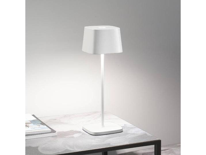 Zafferano Ofelia 3K Akku-Tischlampe IP65 weiß 3K, dimmbar, weiß / opal, für Wohn- / Esszimmer, Aluminium, Modern von lampenwelt.de