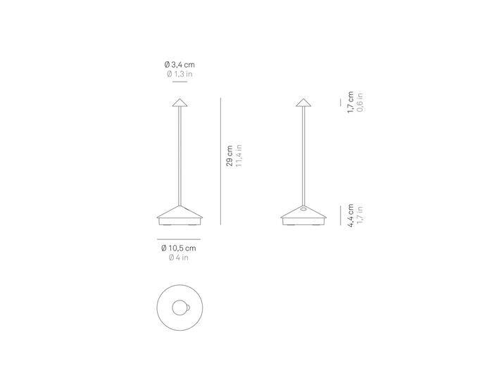 Zafferano Pina 3K Akku-Tischlampe IP54 dunkelgrau 3K, dimmbar, alu / grau / zink, für Wohn- / Esszimmer, Aluminium, Modern von lampenwelt.de