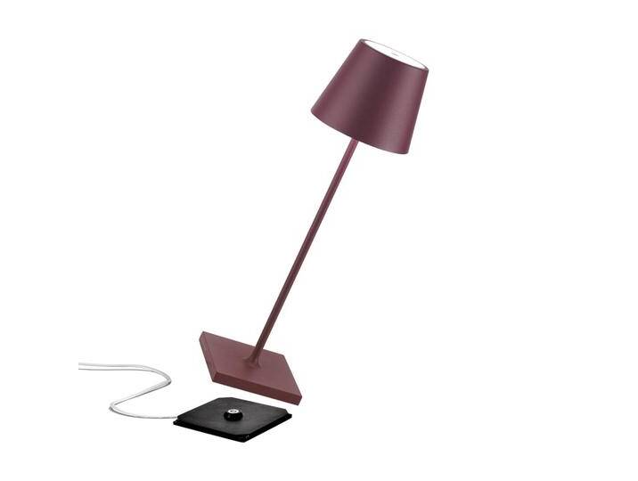 Zafferano Poldina Akku-Tischlampe IP65 bordeaux Poldina, dimmbar, violett / pink / rose, für Wohn- / Esszimmer, Aluminium, Modern von lampenwelt.de