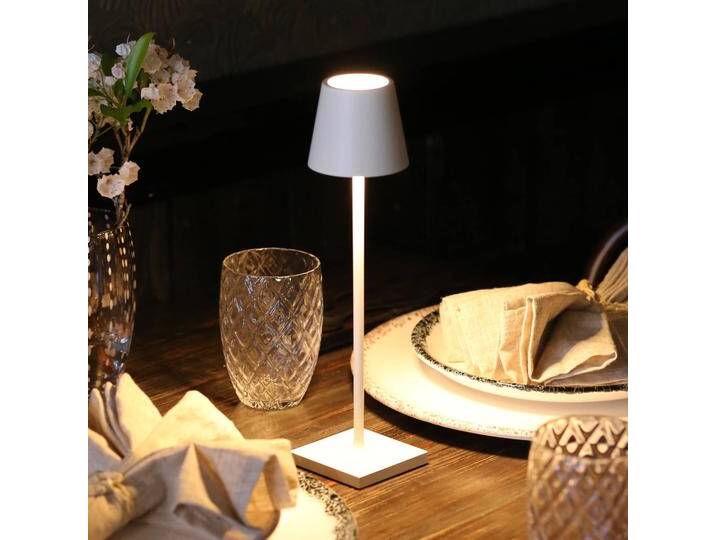 Zafferano Poldina micro Akkulampe, IP65 weiß micro, dimmbar, weiß / opal, Aluminium, Modern von lampenwelt.de