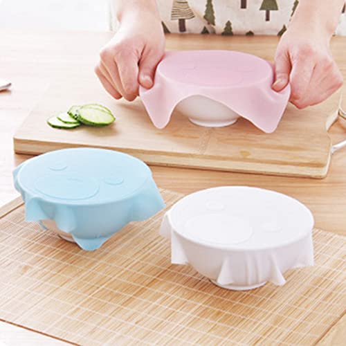 lamphle Silikon Stretch Deckel Wiederverwendbare Schüssel Abdeckung Elastische Silikon Frischhaltefolie Lebensmittelaufbewahrung Dichtung Deckel Haushalt für Gefrierschrank & Mikrowelle Blau von lamphle