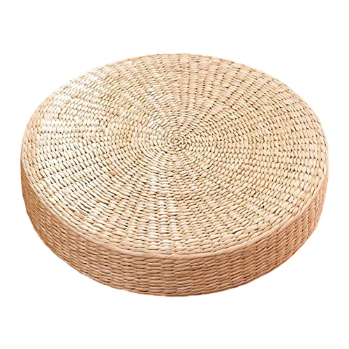 lamphle Tatami-Cushion Japanischer Stil, handgefertigt, Tatami-Bodenkissen, Sitzkissen, Haushalt, gepolstert, rund, für Outdoor-Sitz oder Yoga-Übung, 50 cm von lamphle