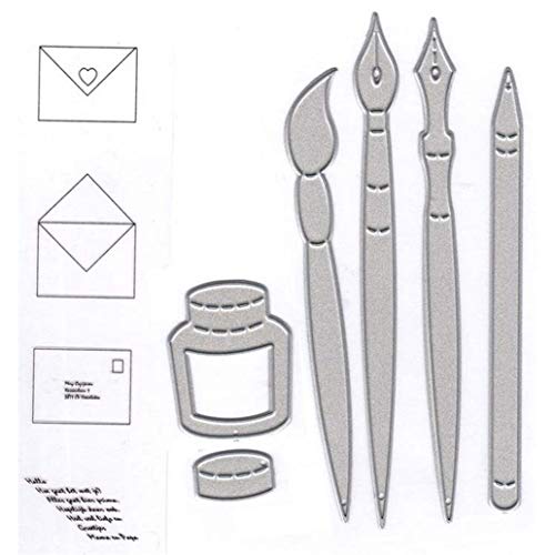 lamta1k Stanzschablone Stanzmaschine,Stift, Tinte, Pinsel Metall DIY Scrapbook Emboss Papierkarten Album Stencil - Silber von lamta1k