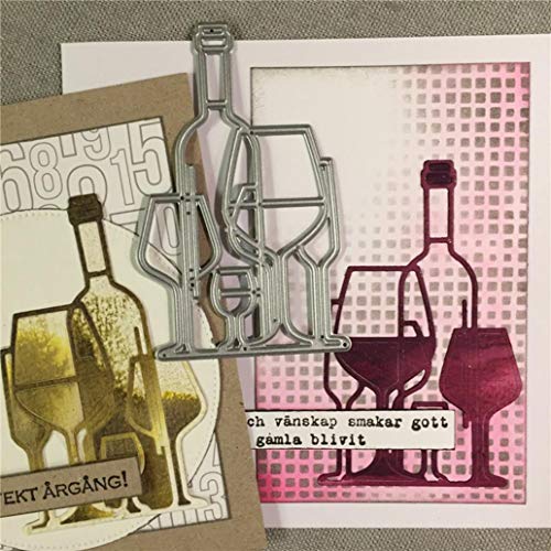 lamta1k Weinflasche Glas Stanzschablone Stanzmaschine, Weinflasche Glas Metall DIY Sammelalbum Prägung Papierkarte Album Craft-Silber von lamta1k