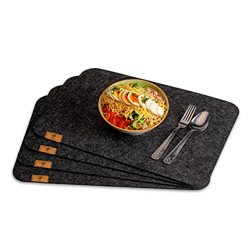 Exclusive Filz Platzset 4 STÜCK Tischset Platzmatten für Ihren Glastisch Holztisch Gartentisch (Villa-2farbig) von lana naturalis