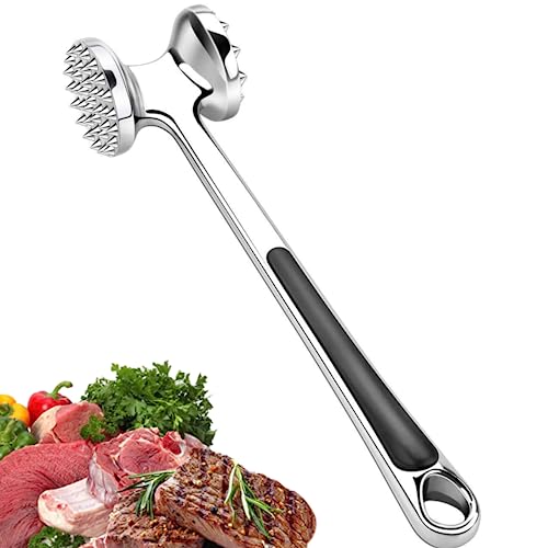 FleischhäMmer Fleischklopfer Edelstahl Doppelseitiger Fleischklopfer Fleischhammer FüR Steak Fleischklopfer SpüLmaschinenfest KüChenutensilien Geeignet Für Huhn, Schweinefleisch, Rind, Steak（Schwarz） von landscape lights2K