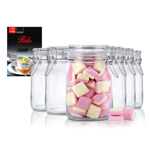 Original Fido Einmachgläser 6er Set Bügelverschluss 1,0 L inkl. Bormioli Rezept von Bormioli Rocco