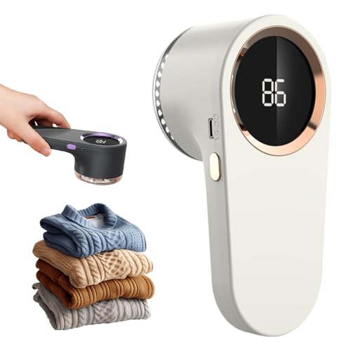 Fusselrasierer Aufladbar, Neues Digitales Display Fusselrasierer Elektrisch, Schnelle Lösung Gegen Pilling in der Kleidung, Pilling Entferner, für Alle Kleidungsstücke (Weiß) von laocaf