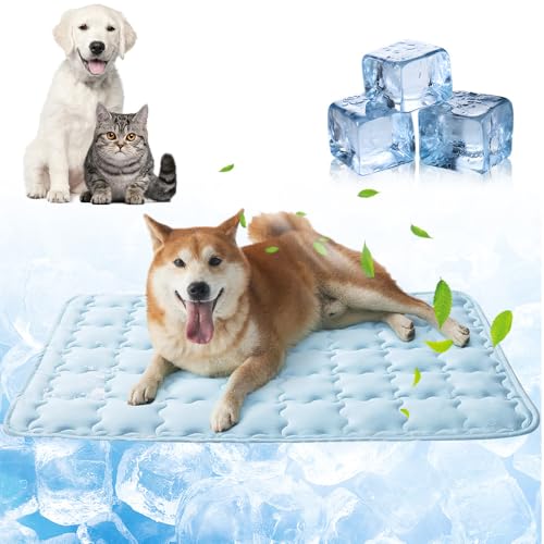 laocaf Kühlmatte Hund Selbstkühlend, 2025 Neu Kühldecke Hund Und Katze, Schnelle Abkühlung, Hundekühlmatte Selbstkühlend für Hunde und Katzen Aller Größen (Blau, XL) von laocaf