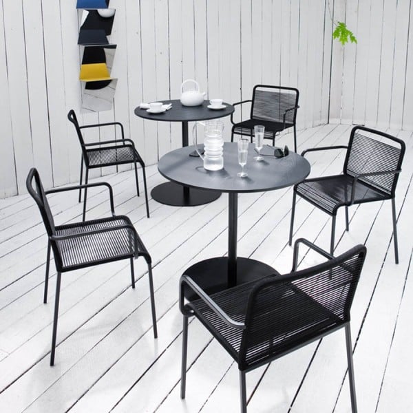 lapalma ARIA S43 Gartenstuhl mit Armlehnen | Sitfzfläche schwarz | Vierfuß-Ge... von lapalma