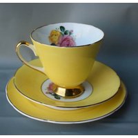 Gelbe Und Rosa Rosen Teetasse Set Trio von lapresmidi