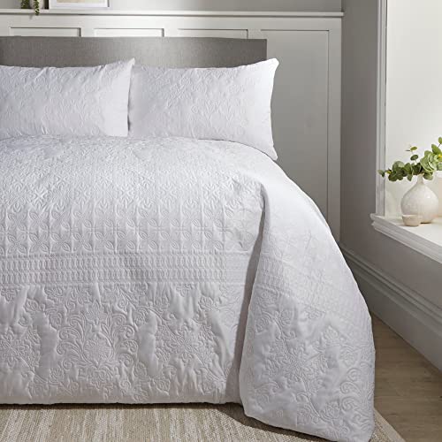 Serene - Avery Stripe Bettbezug-Set, pfirsichfarben, Einzelbettgröße, Weiß von laqula