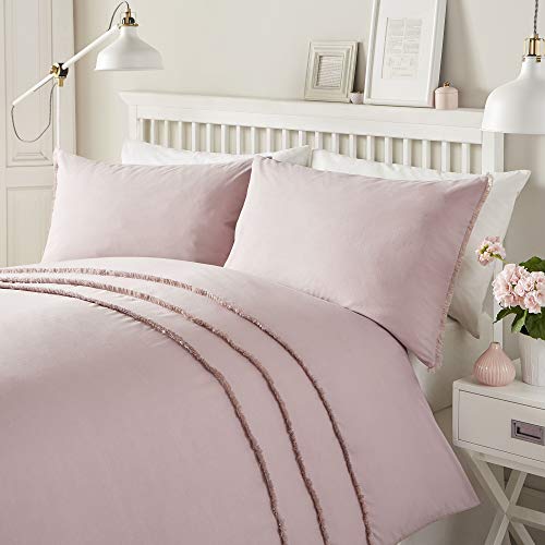 Serene Bettbezug und Zwei Kissenbezüge, 52% Polyester / 48% Baumwolle, Blush, Doppelbett von laqula