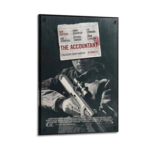 larn Filmposter "The Accountant", Raumdekoration, ästhetisches Poster, künstlerisches Poster für Schlafzimmer, Wohnzimmer, Wände, 40 x 60 cm, Rahmenstil von larn