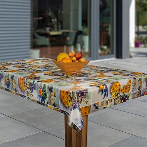Wachstuch-Tischdecke Wachstischdecke Tischwäsche Abwaschbar Wachstuchdecke, Muster:Narzisse Blumen gelb, Größe:100x120 von laro