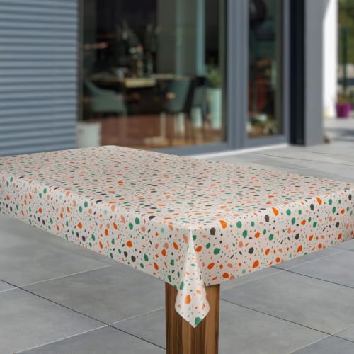 Wachstuch-Tischdecke Wachstischdecke Tischwäsche Abwaschbar Wachstuchdecke G11, Muster:Bunt orange grün weiß, Größe:100x220 von laro