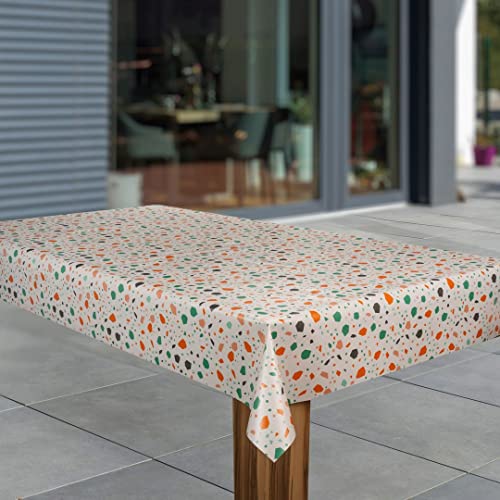 Wachstuch-Tischdecke Wachstischdecke Tischwäsche Abwaschbar Wachstuchdecke G11, Muster:Bunt orange grün weiß, Größe:100x240 von laro